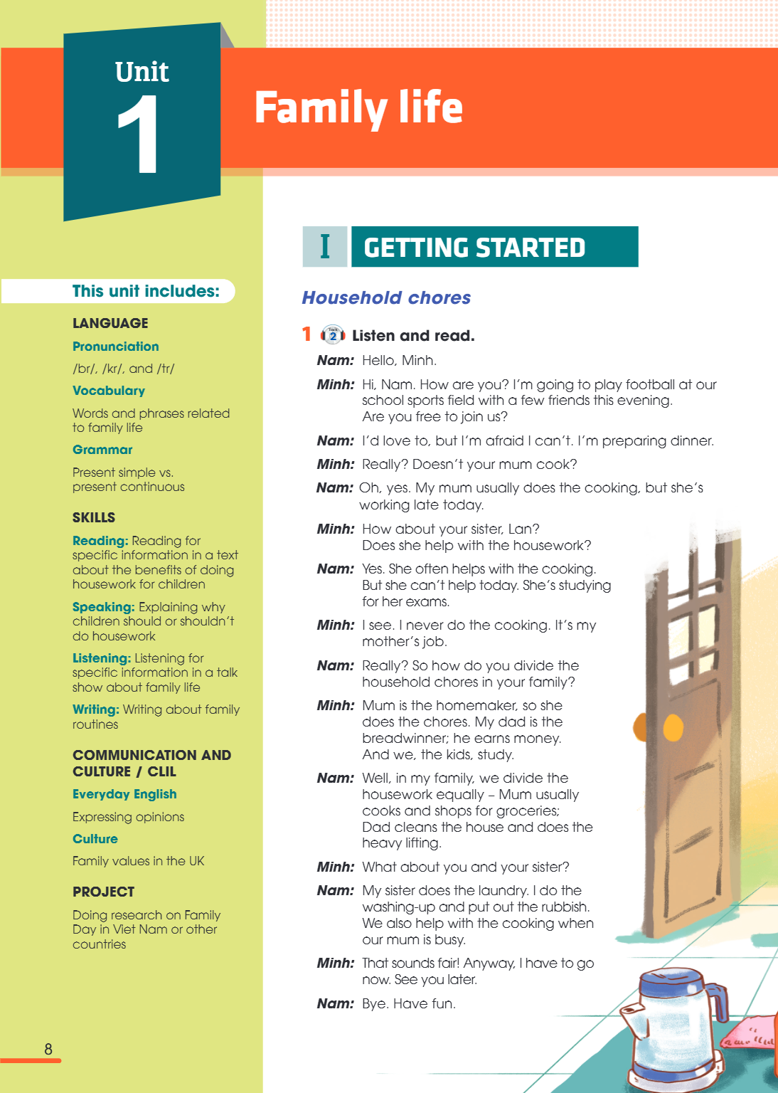 Unit 1. FAMILY LIFE This unit includes: LANGUAGE Pronunciation /br/, /kr/, and /tr/ Vocabulary Words and phrases related to family life Grammar Present simple v